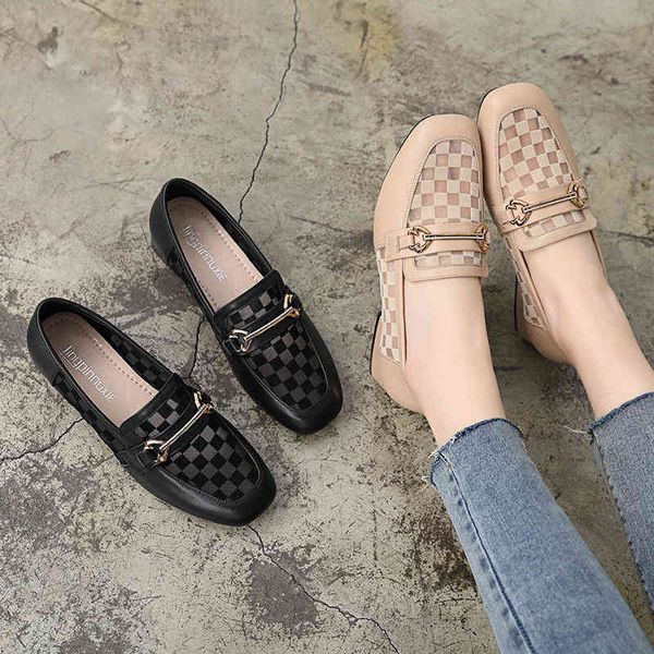 dress shoes low heel lefu shoes women's leather single summer spring and autumn mesh large 4143 81sk, Black