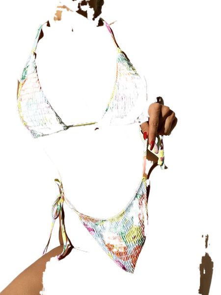 floral print smocked halter bikini swimsuit z0lp#, White;black
floral print smocked halter bikini swimsuit z0lp#, White;black