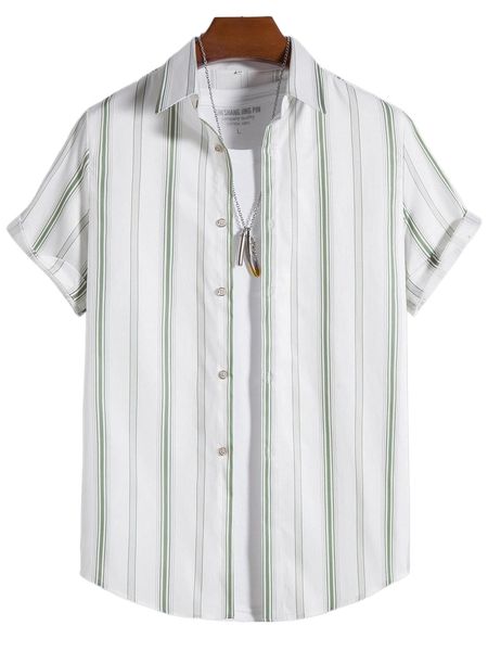 men vertical striped shirt without tee f4di#, White;black