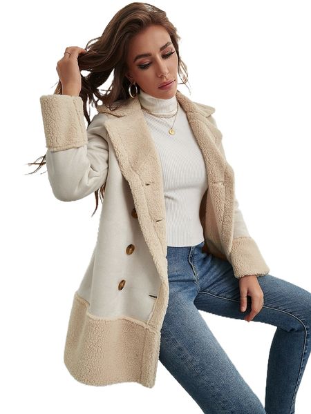 teddy lined double breasted coat 712d#, Black
teddy lined double breasted coat 712d#, Black