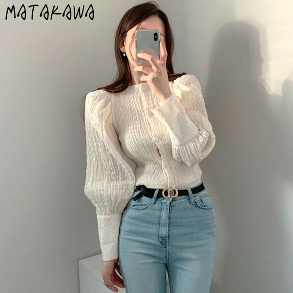 korean autumn sweet pleated slimfitting ladies shirt singlebreasted white blouse women lantern longsleeved blusas 210506
korean autumn sweet pleated slimfitting ladies shirt singlebreasted white blouse women lantern longsleeved blusas 210506
