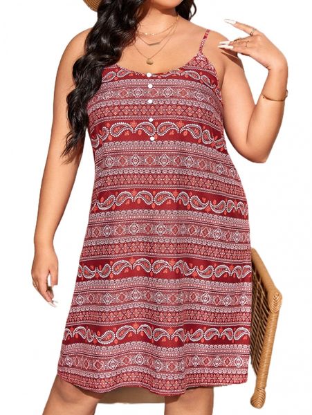 plus paisley backless cami dress s0kh#, Black 
plus paisley backless cami dress s0kh#, Black