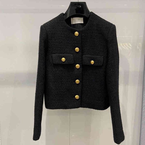 women's jackets fashion brand spring classic small fragran black gold wool coat women's top, Black;brown
women's jackets fashion brand spring classic small fragran black gold wool coat women's top, Black;brown