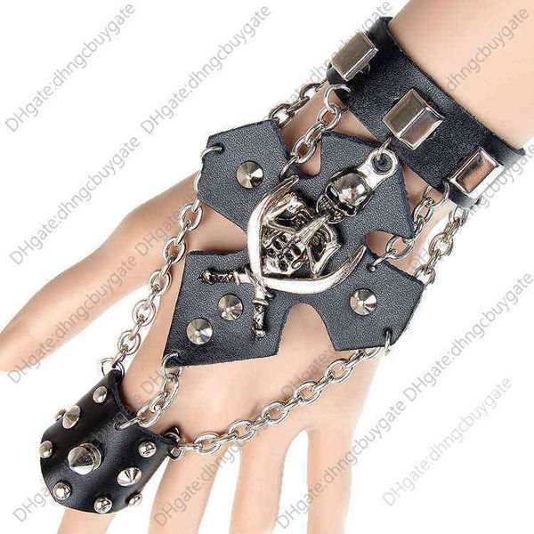 punk leather palm chain non mainstream rock dj performance kill matt pointed nail ring skeleton leather bracelet, Silver
punk leather palm chain non mainstream rock dj performance kill matt pointed nail ring skeleton leather bracelet, Silver