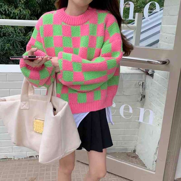 irregular plaid pullover sweater for women autumn winter chic long sleeve o neck jumper lady st t220824, White;black
irregular plaid pullover sweater for women autumn winter chic long sleeve o neck jumper lady st t220824, White;black