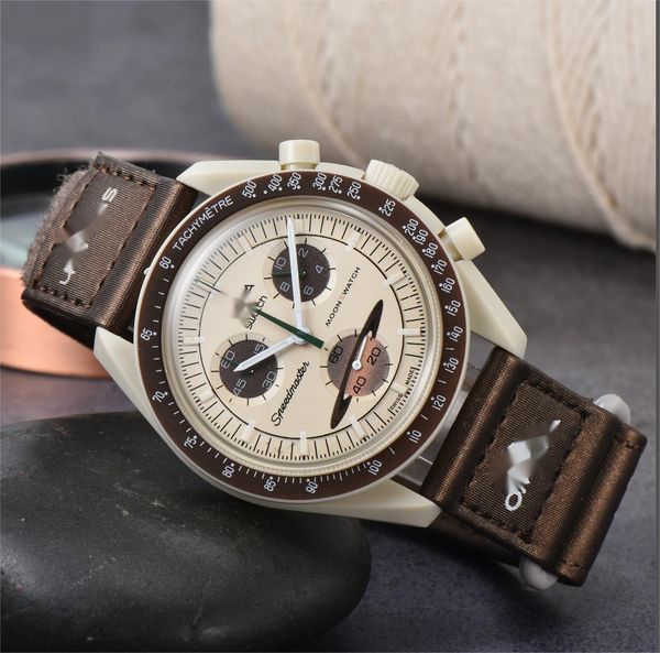 2022 moonswatch quartz watches full function chronograph watch mission to mercury 42mm, Slivery;brown
2022 moonswatch quartz watches full function chronograph watch mission to mercury 42mm, Slivery;brown