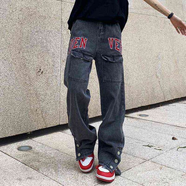 new fashion letter embroidery grey straight men baggy jeans pants ankle button loose vintage denim trousers y2k hombre vaqueros t220803, Blue
new fashion letter embroidery grey straight men baggy jeans pants ankle button loose vintage denim trousers y2k hombre vaqueros t220803, Blue