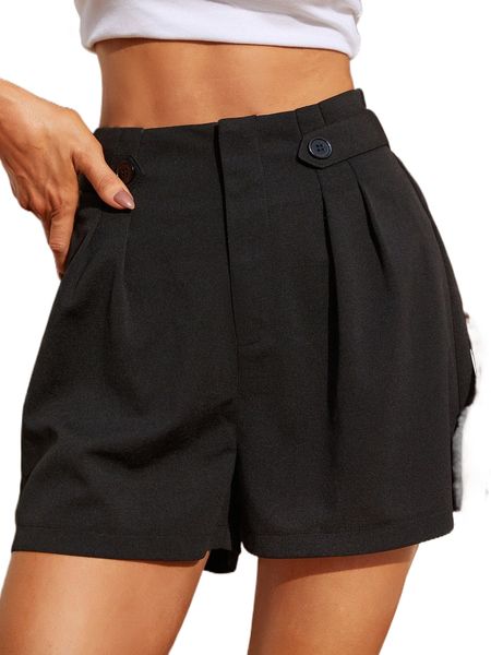 plicated solid wide leg shorts c4xr#, White;black