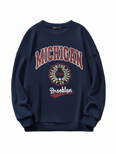 letter graphic thermal lined sweatshirt y4xj#, Black