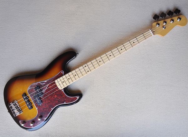 tobacco sunburst 4 strings electric jazz bass guitar with maple fingerboard 
tobacco sunburst 4 strings electric jazz bass guitar with maple fingerboard