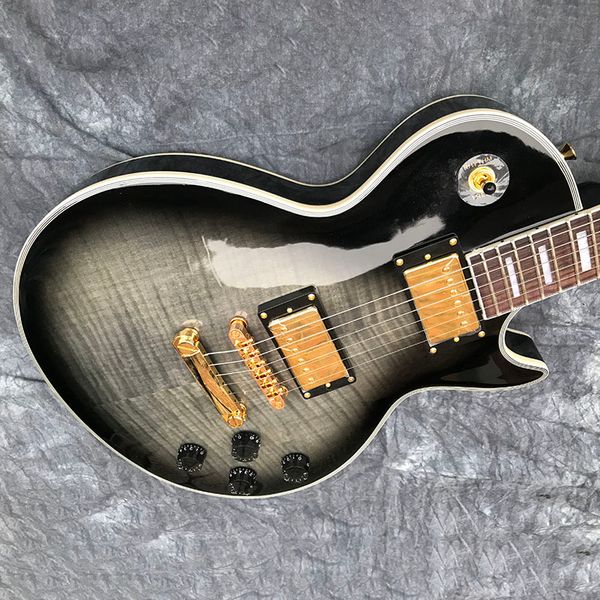 chinese electric guitar transparent black color gold hardware flame maple 6 strings cusotm
chinese electric guitar transparent black color gold hardware flame maple 6 strings cusotm