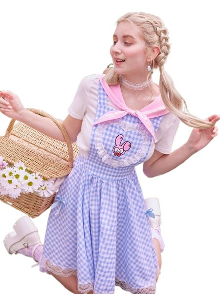 kawaii gingham cartoon graphic lace trim pinafore dress 37rw#, Black;gray
kawaii gingham cartoon graphic lace trim pinafore dress 37rw#, Black;gray