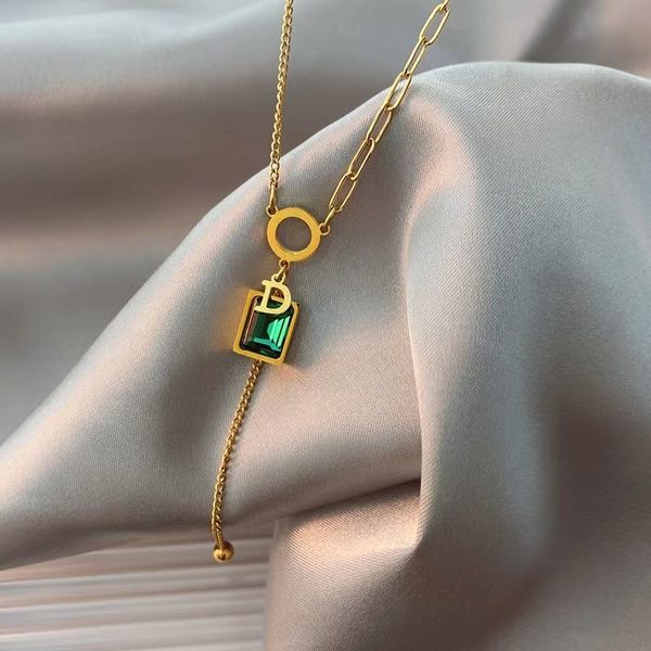 personality emerald crystal sweet cool tassel necklace d letter advanced design sense niche ti-tanium steel temperament collarbone chain, Silver
personality emerald crystal sweet cool tassel necklace d letter advanced design sense niche ti-tanium steel temperament collarbone chain, Silver