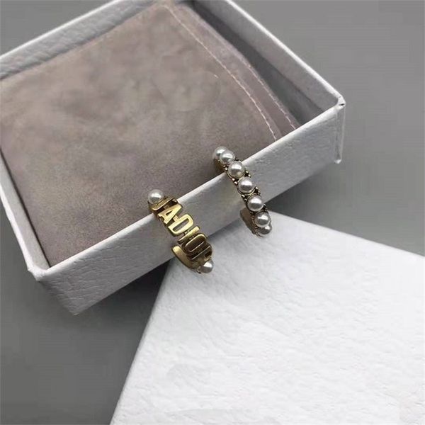 fashion jewelry online letter pearl ring 2022 brass material used female, Silver