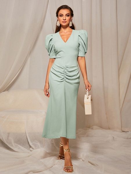 bias cut puff sleeve dress u0zi#, Black;gray 
bias cut puff sleeve dress u0zi#, Black;gray