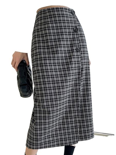 dazy plaid print high waist wrap skirt 23p9#, Black
dazy plaid print high waist wrap skirt 23p9#, Black
