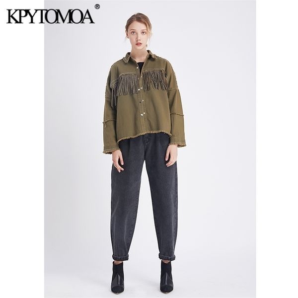 vintage stylish fringe beaded loose denim jacket coat women 2020 fashion long sleeve frayed trim ladies outerwear chaqueta mujer lj200813, Black;brown
vintage stylish fringe beaded loose denim jacket coat women 2020 fashion long sleeve frayed trim ladies outerwear chaqueta mujer lj200813, Black;brown