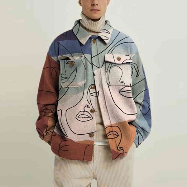 2022 men's fashion printed jacket abstract line shirt multi eye pocket decorative coat 9 styles available, Black;brown
2022 men's fashion printed jacket abstract line shirt multi eye pocket decorative coat 9 styles available, Black;brown