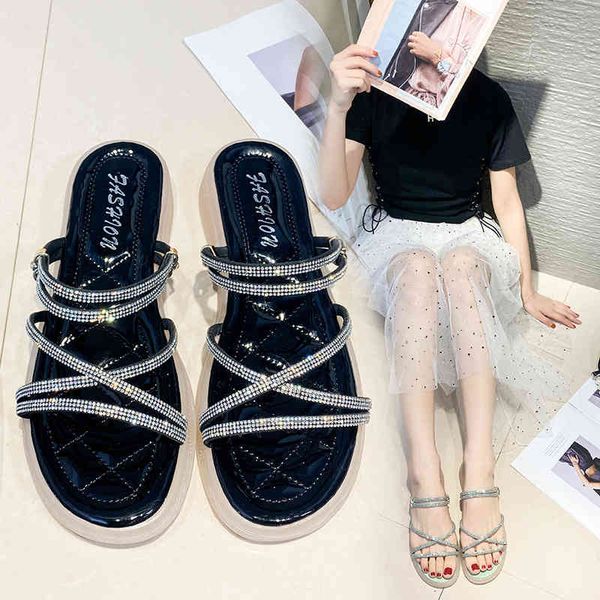 lady two 2022 summer new fairy style thick bottom decorative solid color one line sandals 2022 brand luxury fashion design ladies slippers, Black
lady two 2022 summer new fairy style thick bottom decorative solid color one line sandals 2022 brand luxury fashion design ladies slippers, Black