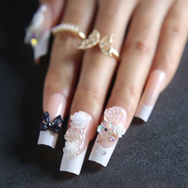 long rectangular french bridal fake nails art petal nails luxurious faux handmade nude nails 220725, Red;gold
long rectangular french bridal fake nails art petal nails luxurious faux handmade nude nails 220725, Red;gold