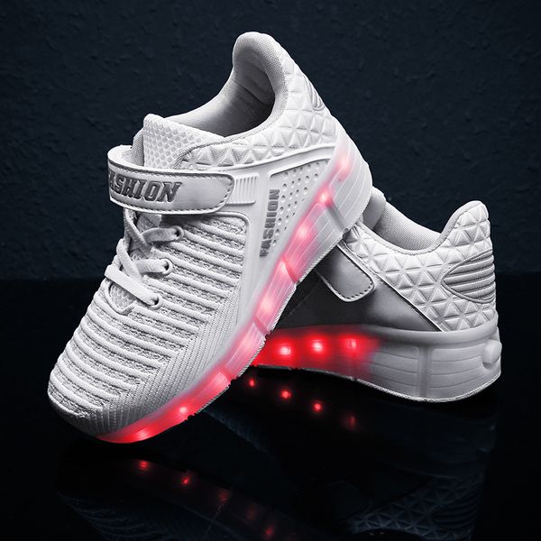 children one two wheels luminous glowing casual sneakers led light roller skate shoes kids boys girls usb charging, Black;red
children one two wheels luminous glowing casual sneakers led light roller skate shoes kids boys girls usb charging, Black;red