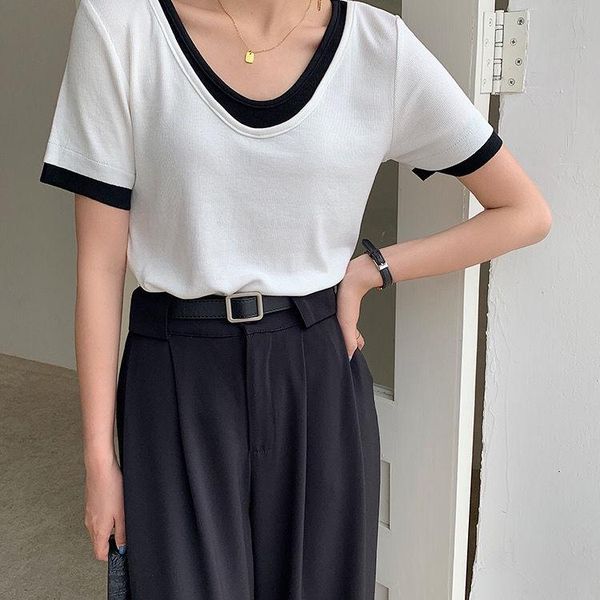 women's t-shirt luck a cotton false two pieces summer 2022 v-neck loose short sleeve casual pure soft pullovers teewomen's, White
women's t-shirt luck a cotton false two pieces summer 2022 v-neck loose short sleeve casual pure soft pullovers teewomen's, White