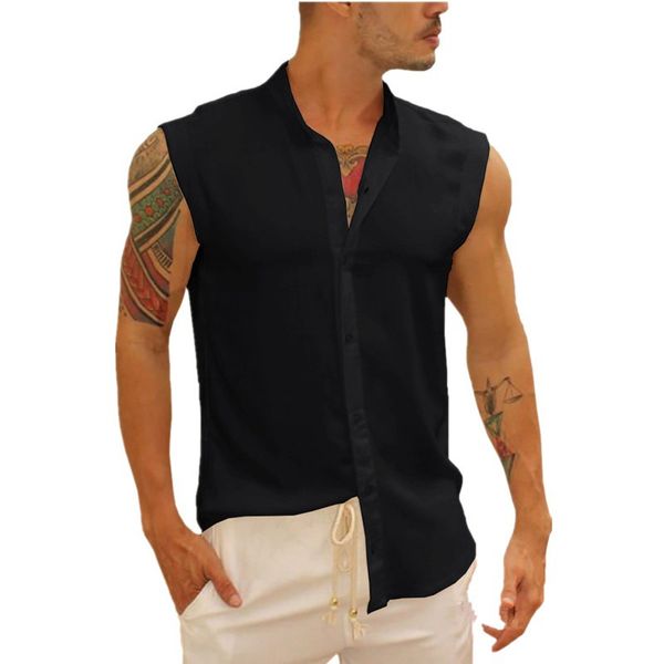 men's t-shirts stand collar vest short sleeve men's casual fashion sport shirt, White;black
men's t-shirts stand collar vest short sleeve men's casual fashion sport shirt, White;black