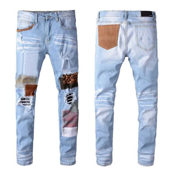 2021 hip-hop high street fashion brand jeans retro torn motorcycle riding slim pants size 28~38 fold stitching men's designer, Blue
2021 hip-hop high street fashion brand jeans retro torn motorcycle riding slim pants size 28~38 fold stitching men's designer, Blue