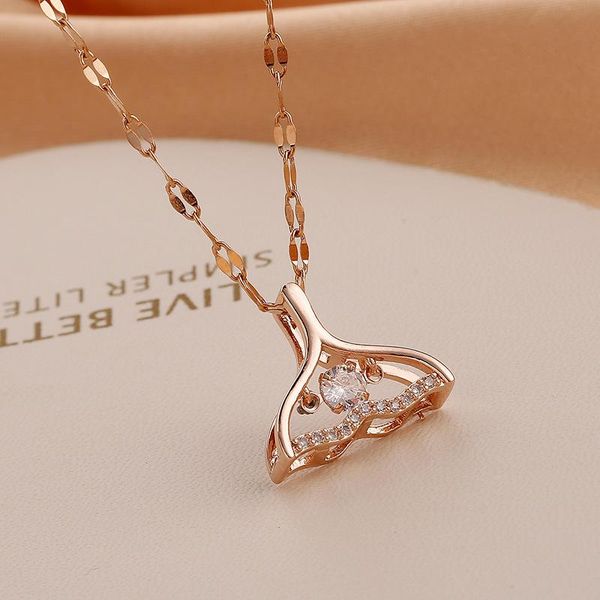 pendant necklaces dolphin fish tail contracted set diamond hollow full rose gold woman, Silver
pendant necklaces dolphin fish tail contracted set diamond hollow full rose gold woman, Silver
