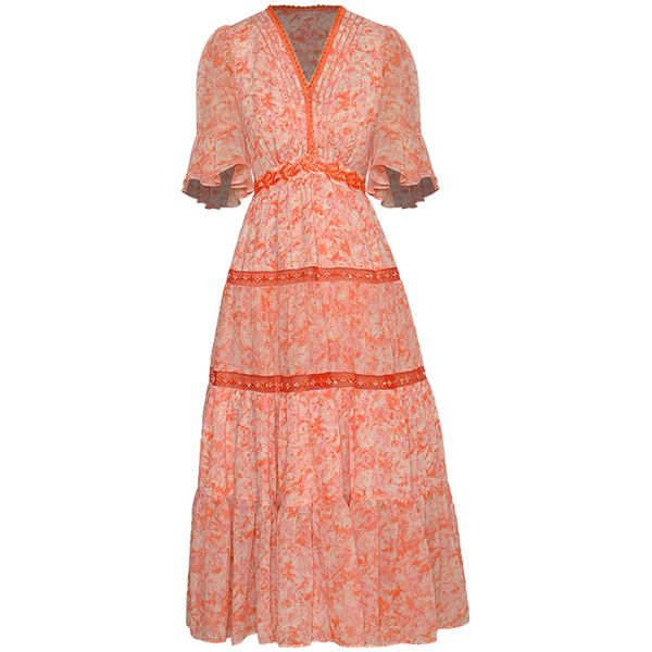 dress v-neck collar flare sleeve sequins orange floral print lace chiffon midi dress wemen designer vestidos robe femme, Black
dress v-neck collar flare sleeve sequins orange floral print lace chiffon midi dress wemen designer vestidos robe femme, Black