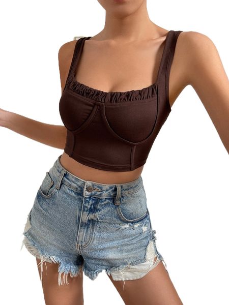 frill trim bustier cami i6nq#, White
