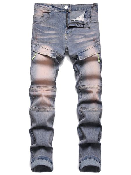 men drawstring flap pocket cargo jeans m6xf#, Blue
men drawstring flap pocket cargo jeans m6xf#, Blue