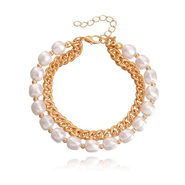 link chain fashion gold color bracelets on hand women pearl charm bangles bohemian couple jewelry gift, Black
link chain fashion gold color bracelets on hand women pearl charm bangles bohemian couple jewelry gift, Black