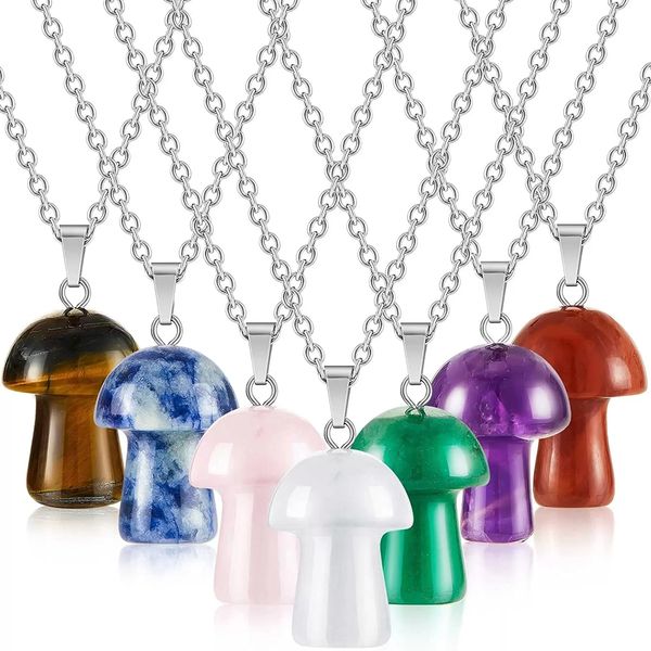 natural stone mushroom shape pendant necklaces reiki healing crystal agate charms necklace for women jewelry, Silver
natural stone mushroom shape pendant necklaces reiki healing crystal agate charms necklace for women jewelry, Silver