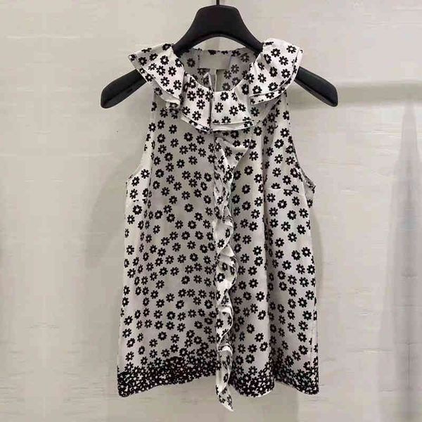 women's polos small fragrance sleeveless shirt daisy print ruffle sweet fairy thin foreign style silk summer, White
women's polos small fragrance sleeveless shirt daisy print ruffle sweet fairy thin foreign style silk summer, White