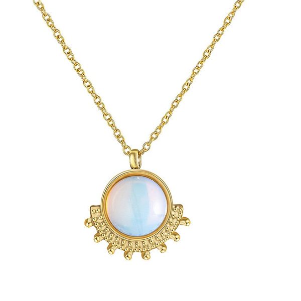 bohemia natural stone opal round pendant necklace for women fashion geometric circle stainless steel link chain necklace, Silver
bohemia natural stone opal round pendant necklace for women fashion geometric circle stainless steel link chain necklace, Silver