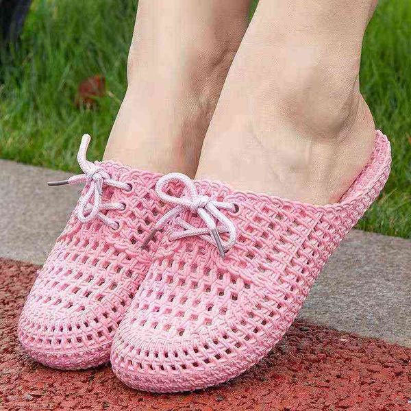 women slides korean style knitted flat shoes gardener shoes show home slippers for family outdoor flip flops y220615, Black
women slides korean style knitted flat shoes gardener shoes show home slippers for family outdoor flip flops y220615, Black