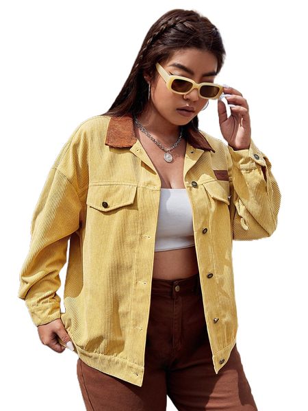 plus letter patched drop shoulder corduroy jacket p1kg#, Black
plus letter patched drop shoulder corduroy jacket p1kg#, Black