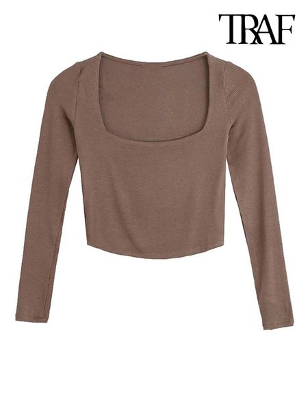 traf women fashion fitted cropped ribbed knitted t-shirt vintage square collar long sleeve female mujer 220318, White
traf women fashion fitted cropped ribbed knitted t-shirt vintage square collar long sleeve female mujer 220318, White