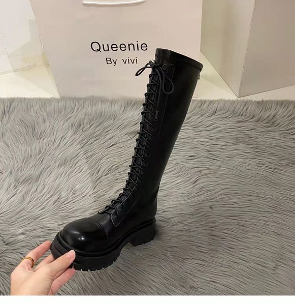 martin boots thick soles thin lace up high boots knight women's spring and autumn new plush, Black
martin boots thick soles thin lace up high boots knight women's spring and autumn new plush, Black