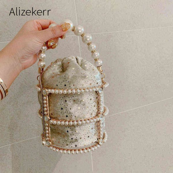 evening bags hollow out pearl bucket evening bag women luxury designer korean handmade alloy metallic clutch bag ladies shoulder bags 220316 
evening bags hollow out pearl bucket evening bag women luxury designer korean handmade alloy metallic clutch bag ladies shoulder bags 220316