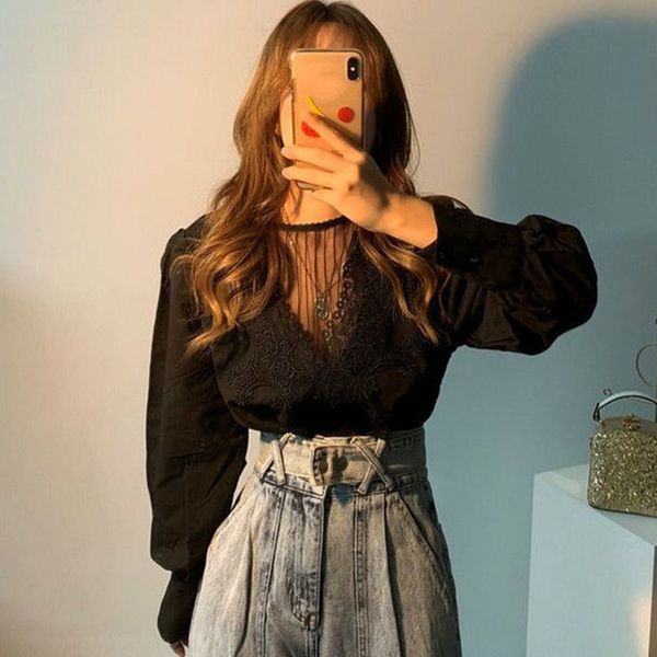 lace women blouse thin shirt french oneck hook pattern hollow out loose puff sleeve blusas 210506, White
lace women blouse thin shirt french oneck hook pattern hollow out loose puff sleeve blusas 210506, White
