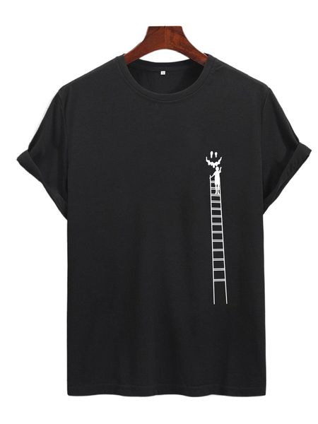 men cartoon print round neck tee b1j1#, White;black 
men cartoon print round neck tee b1j1#, White;black