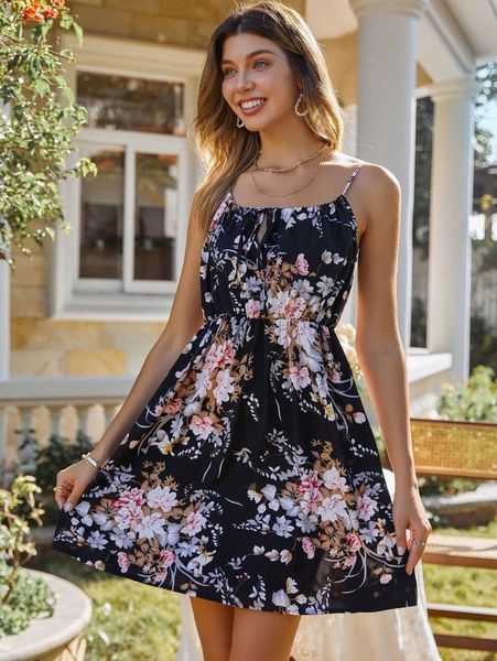 floral print knot front cami dress i3ly#, Black;gray
floral print knot front cami dress i3ly#, Black;gray