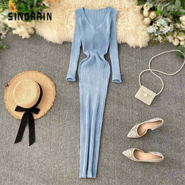 singrain women autumn knitted dress v neck slim elastic oversized basic bodycon long dress winter knit warm sweater dresses 210322, Black;gray
singrain women autumn knitted dress v neck slim elastic oversized basic bodycon long dress winter knit warm sweater dresses 210322, Black;gray