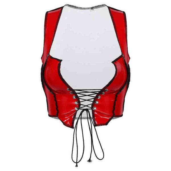 women lace-up front patent leather tank clubwear wet look shiny sleeveless crop short vest party l220714, White
women lace-up front patent leather tank clubwear wet look shiny sleeveless crop short vest party l220714, White