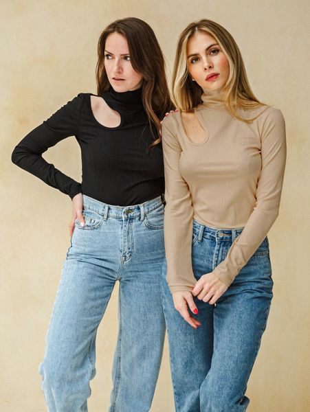 asymmetrical neck rib-knit tee n24f#, White 
asymmetrical neck rib-knit tee n24f#, White