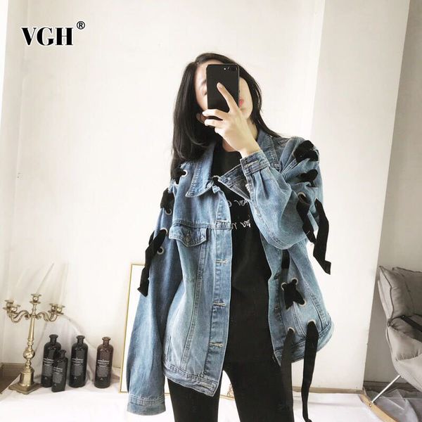 lace up bowknot denim jacket for women lapel long sleeve hit color casual jackets female fashion clothing spring 210507, Black;brown
lace up bowknot denim jacket for women lapel long sleeve hit color casual jackets female fashion clothing spring 210507, Black;brown