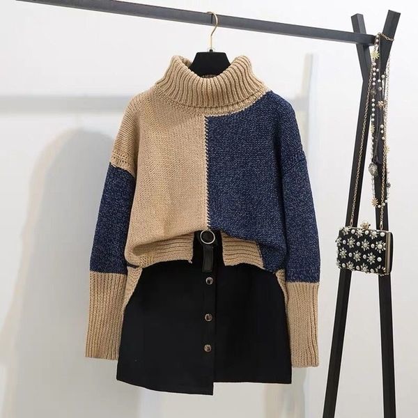 autumn winter women color block turtleneck long sleeve sweaters pullovers wool belt mini skirt set 2pcs clothing set y200110, White
autumn winter women color block turtleneck long sleeve sweaters pullovers wool belt mini skirt set 2pcs clothing set y200110, White