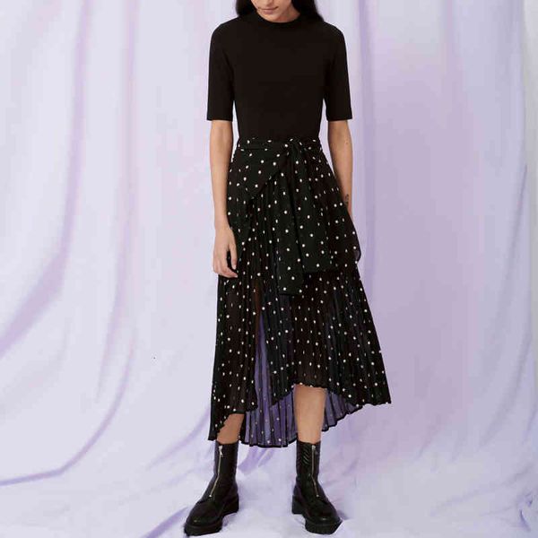 fadan 's polka dot printed patchwork ruffle irregular slim dress, Black;gray
fadan 's polka dot printed patchwork ruffle irregular slim dress, Black;gray